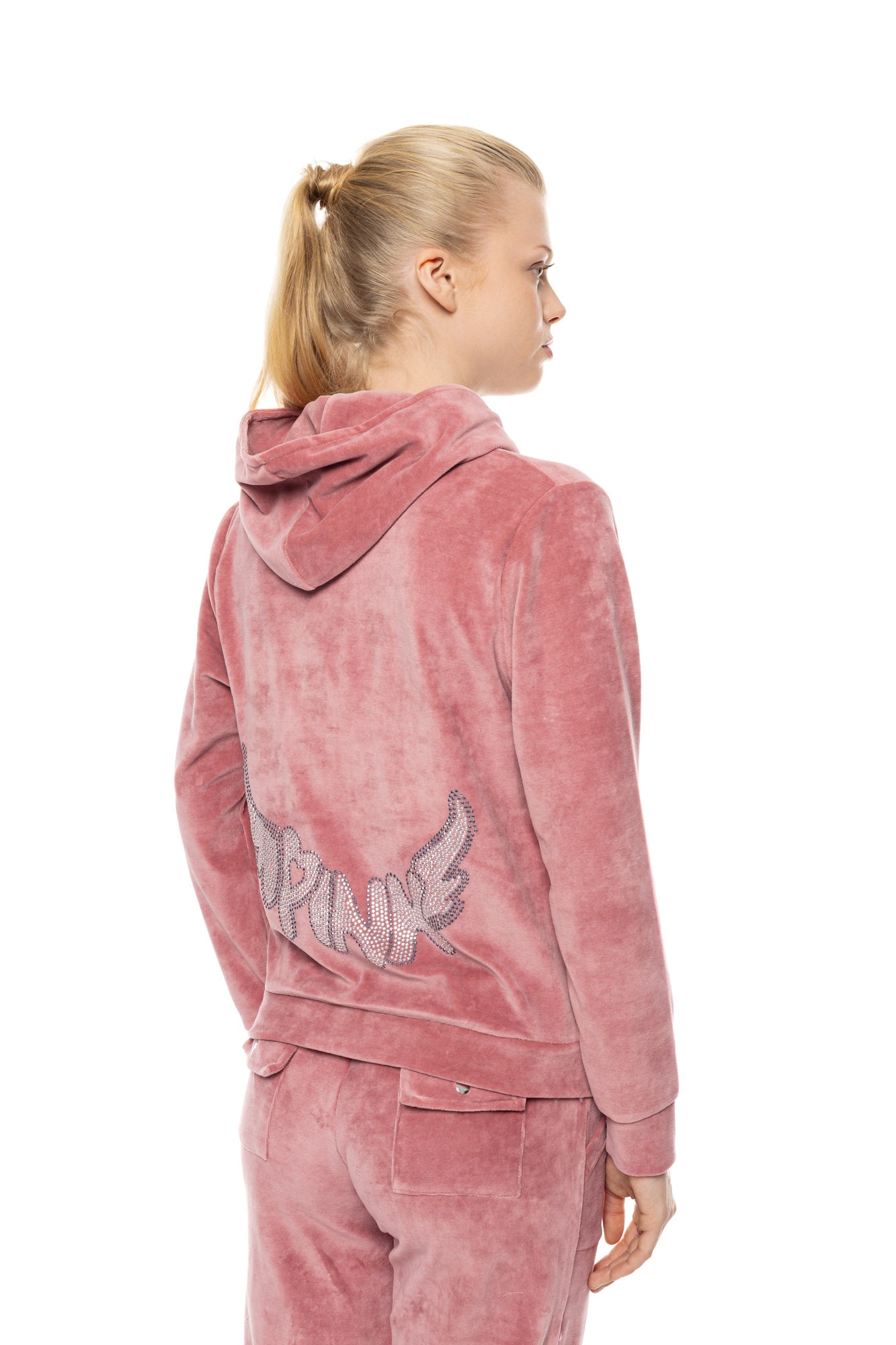 Pink Label - Velvet Tracsuit Set Pink Angel