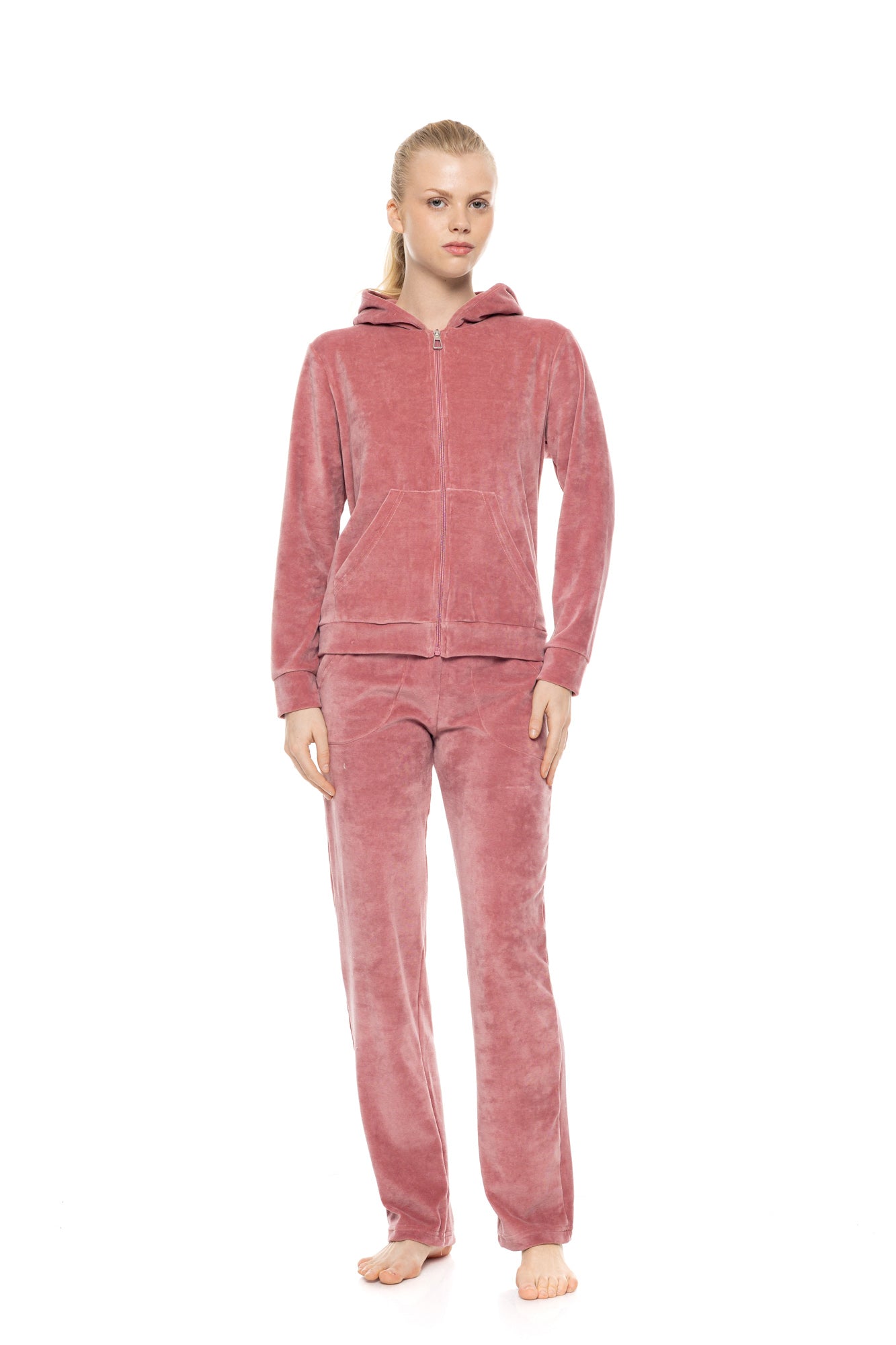 Pink Label - Velvet Tracsuit Set Pink Angel