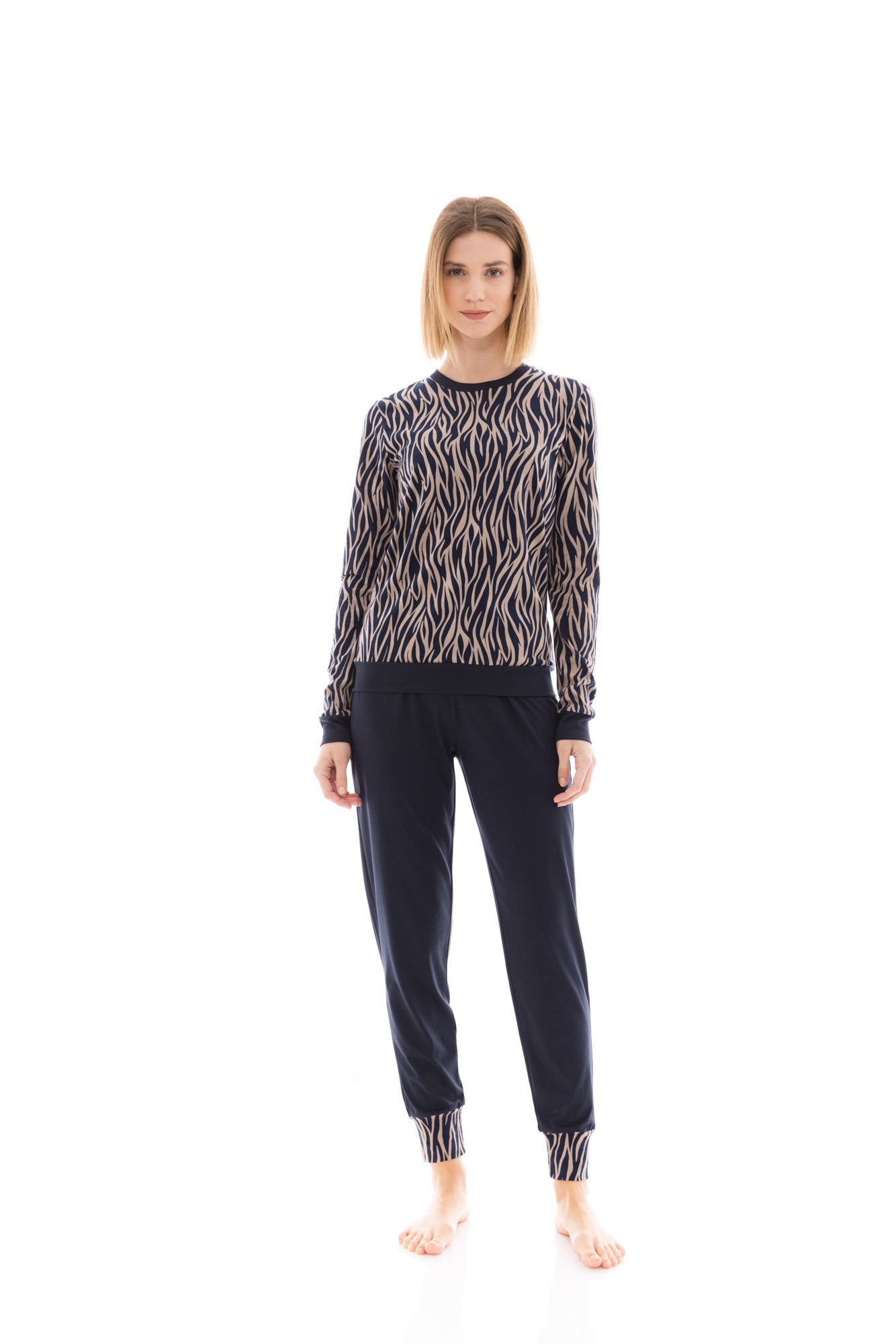Pink Label - Beige Zebra Pajamas