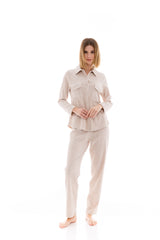 Pink Label - Velvet Stripe Buttoned Pyjamas