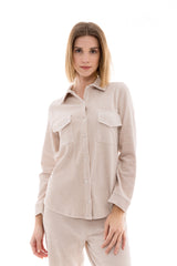 Pink Label - Velvet Stripe Buttoned Pyjamas