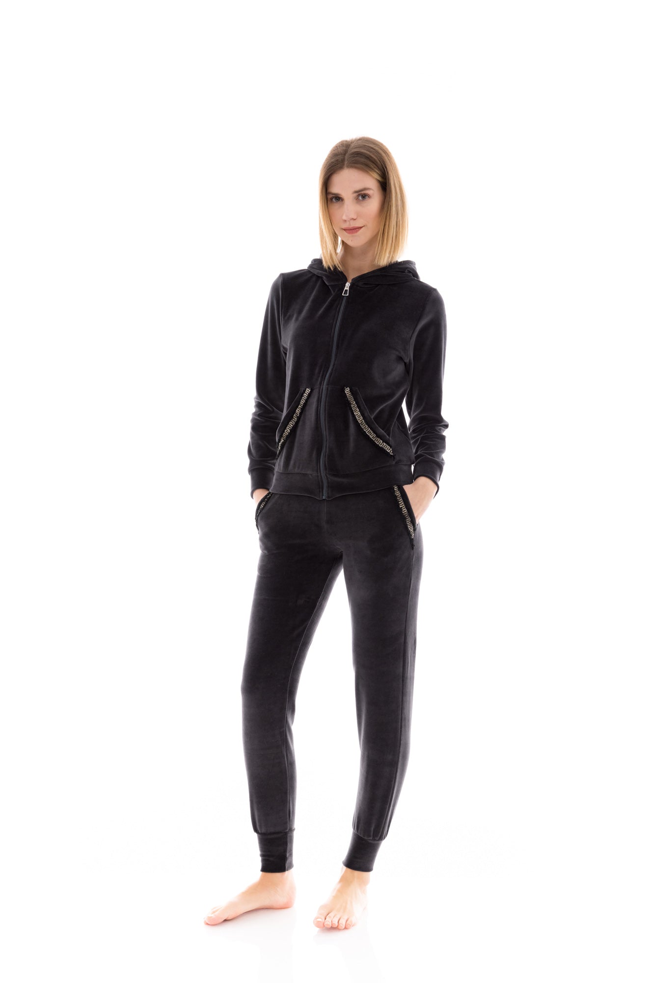 Pink Label - Velvet Tracksuit with Hood Detail