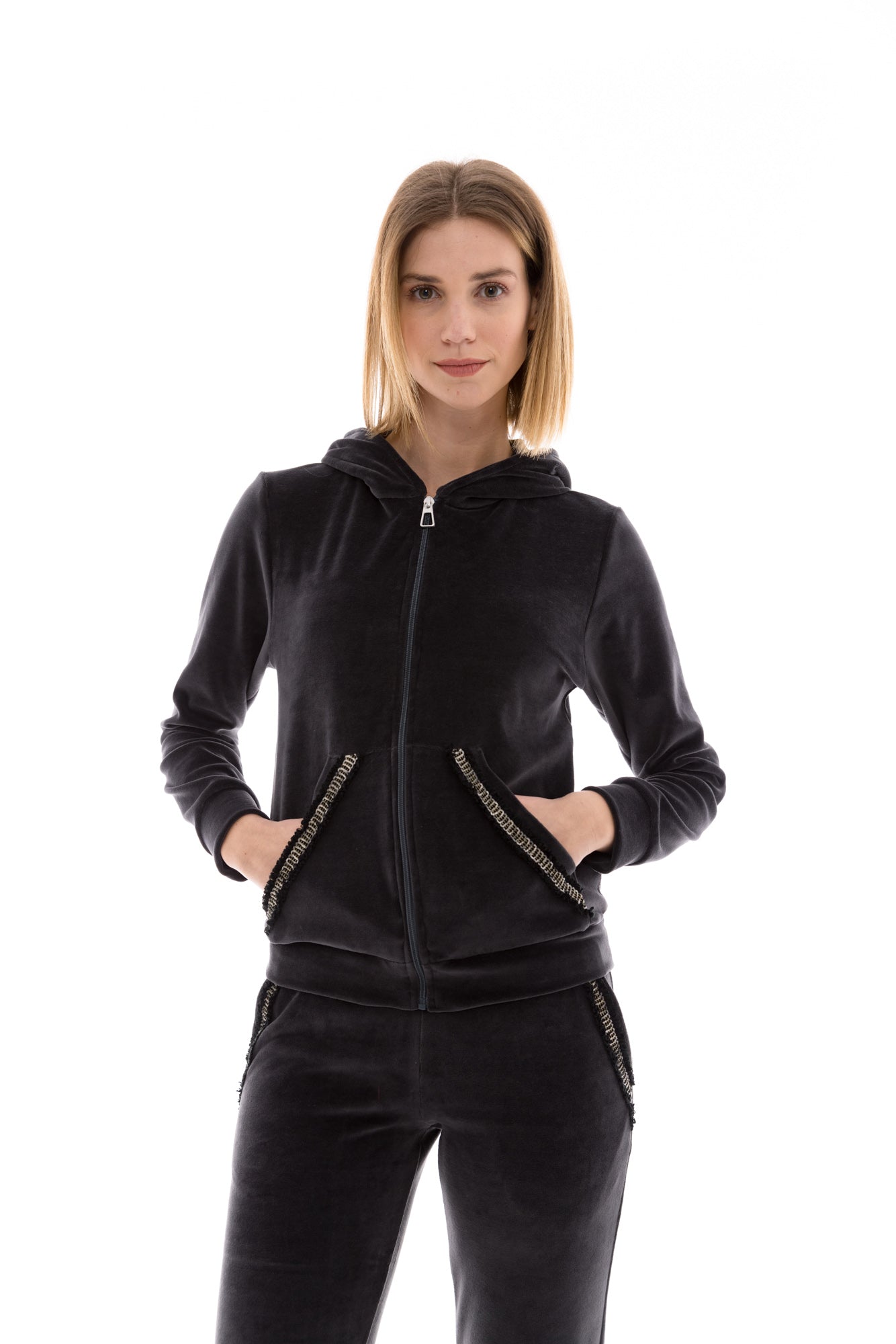 Pink Label - Velvet Tracksuit with Hood Detail