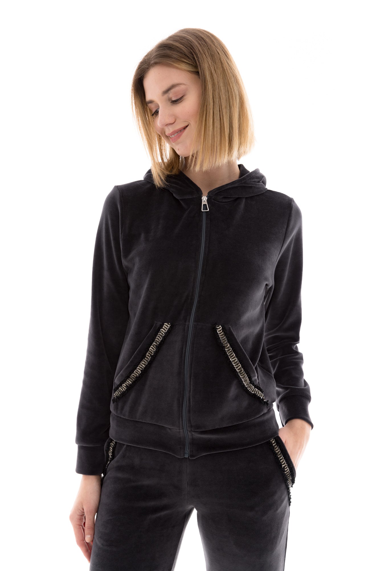 Pink Label - Velvet Tracksuit with Hood Detail