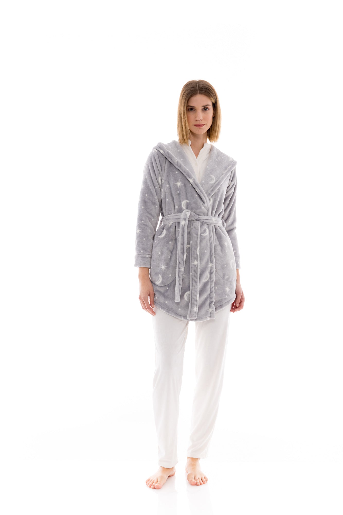 Pink Label - Hooded Fleece Robe Night Sky