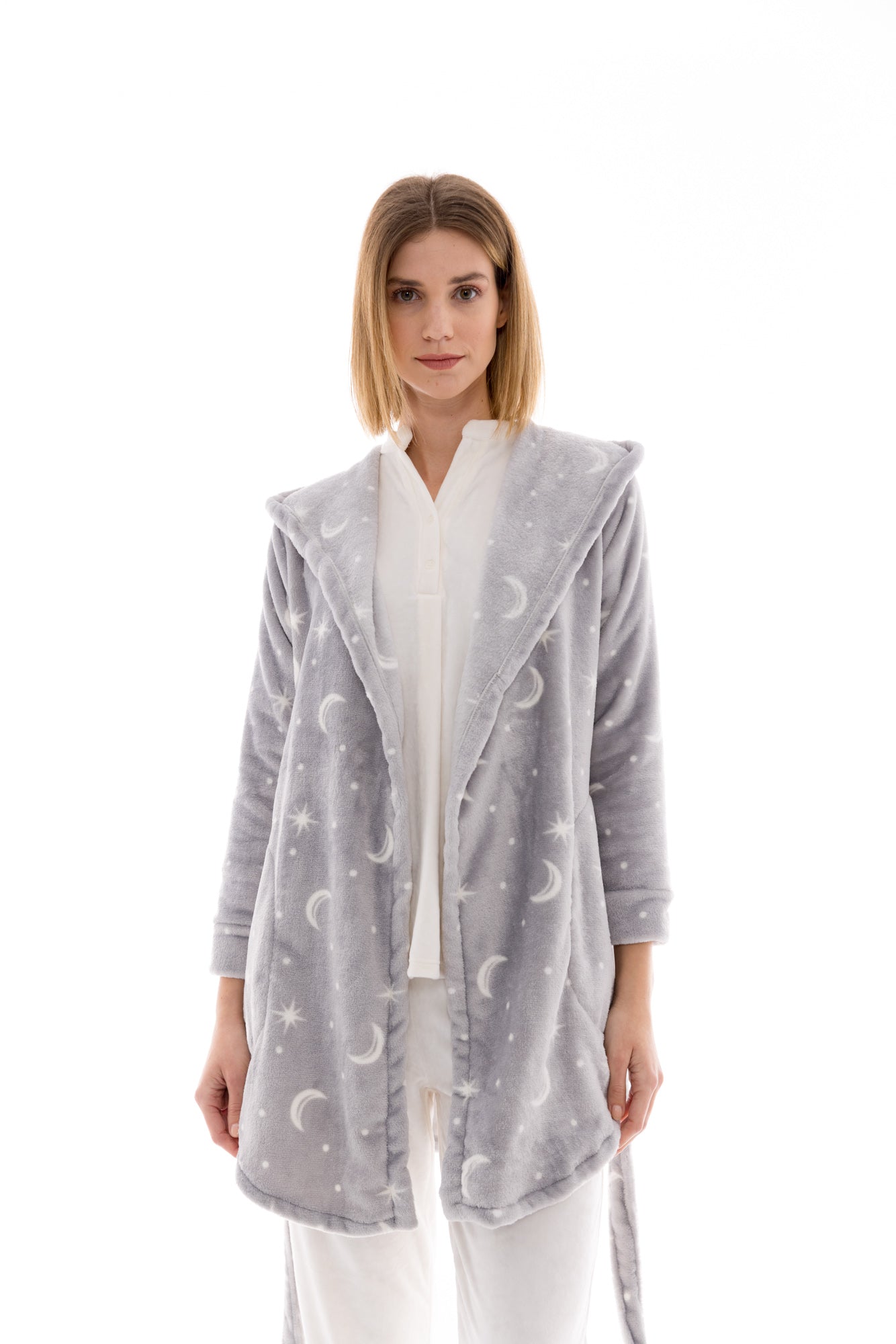 Pink Label - Hooded Fleece Robe Night Sky