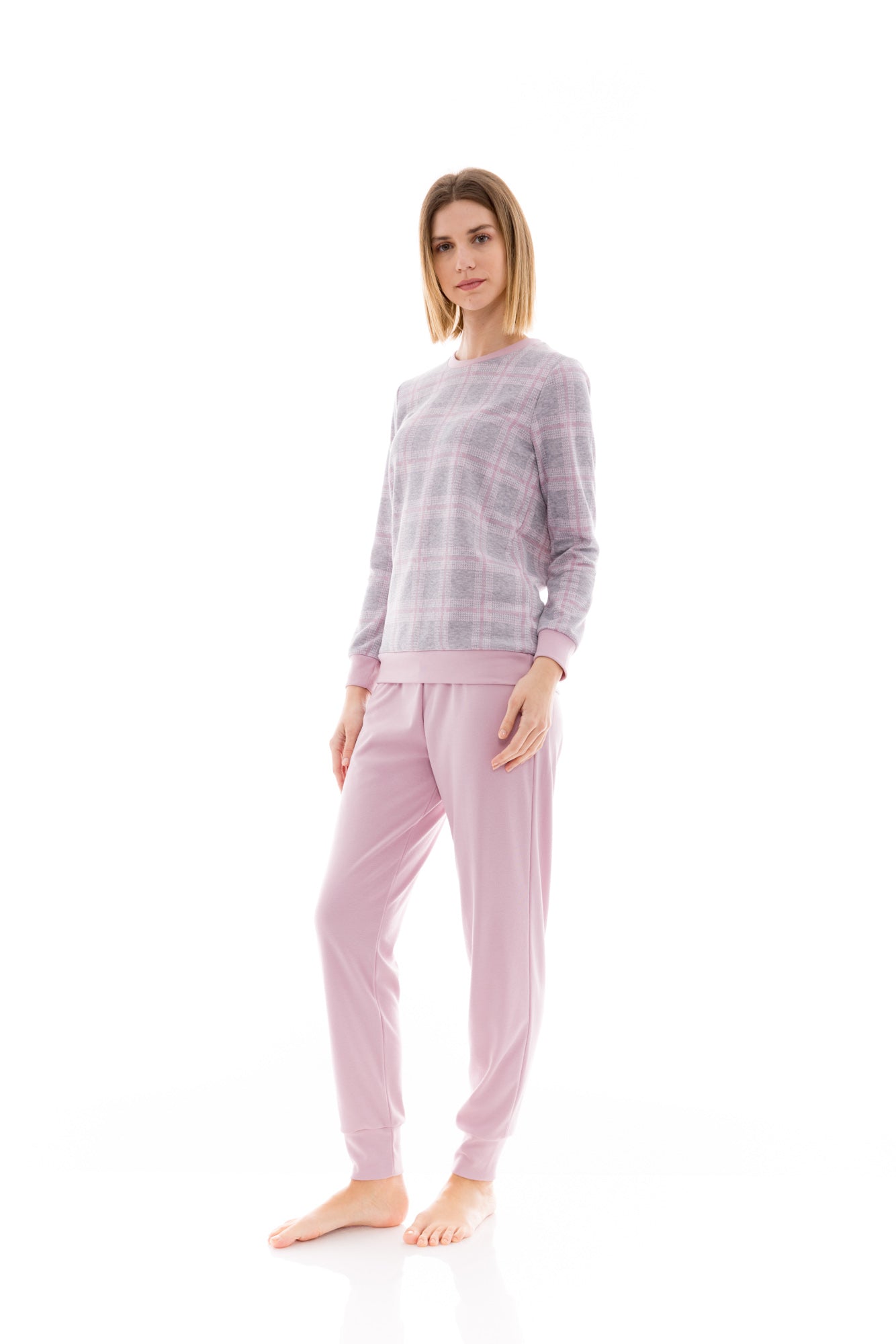 Pink Label - Pink Plaid Jacquard Pajamas