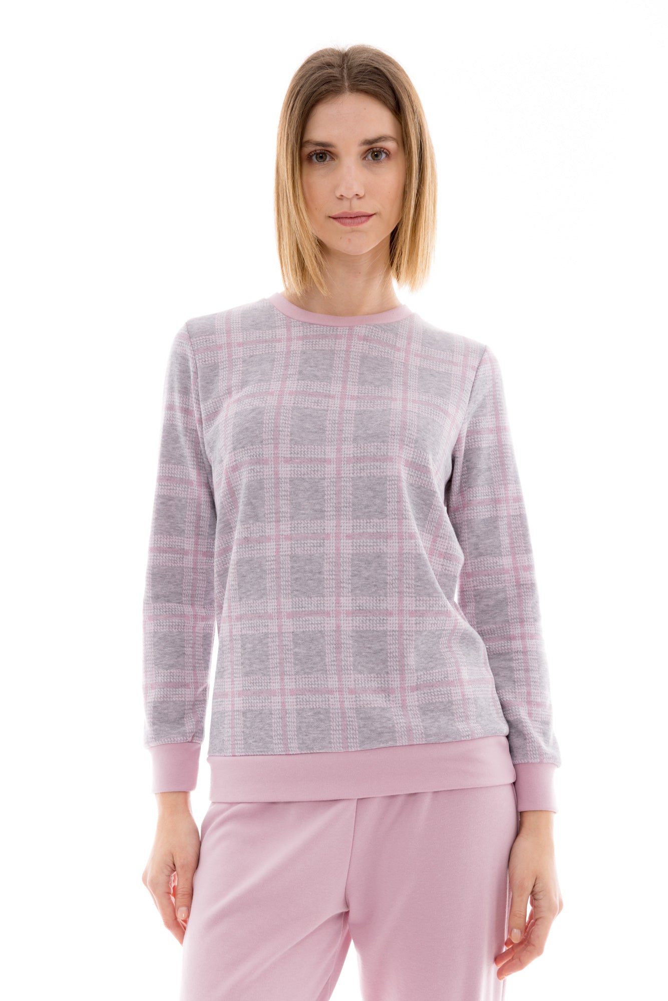 Pink Label - Pink Plaid Jacquard Pajamas