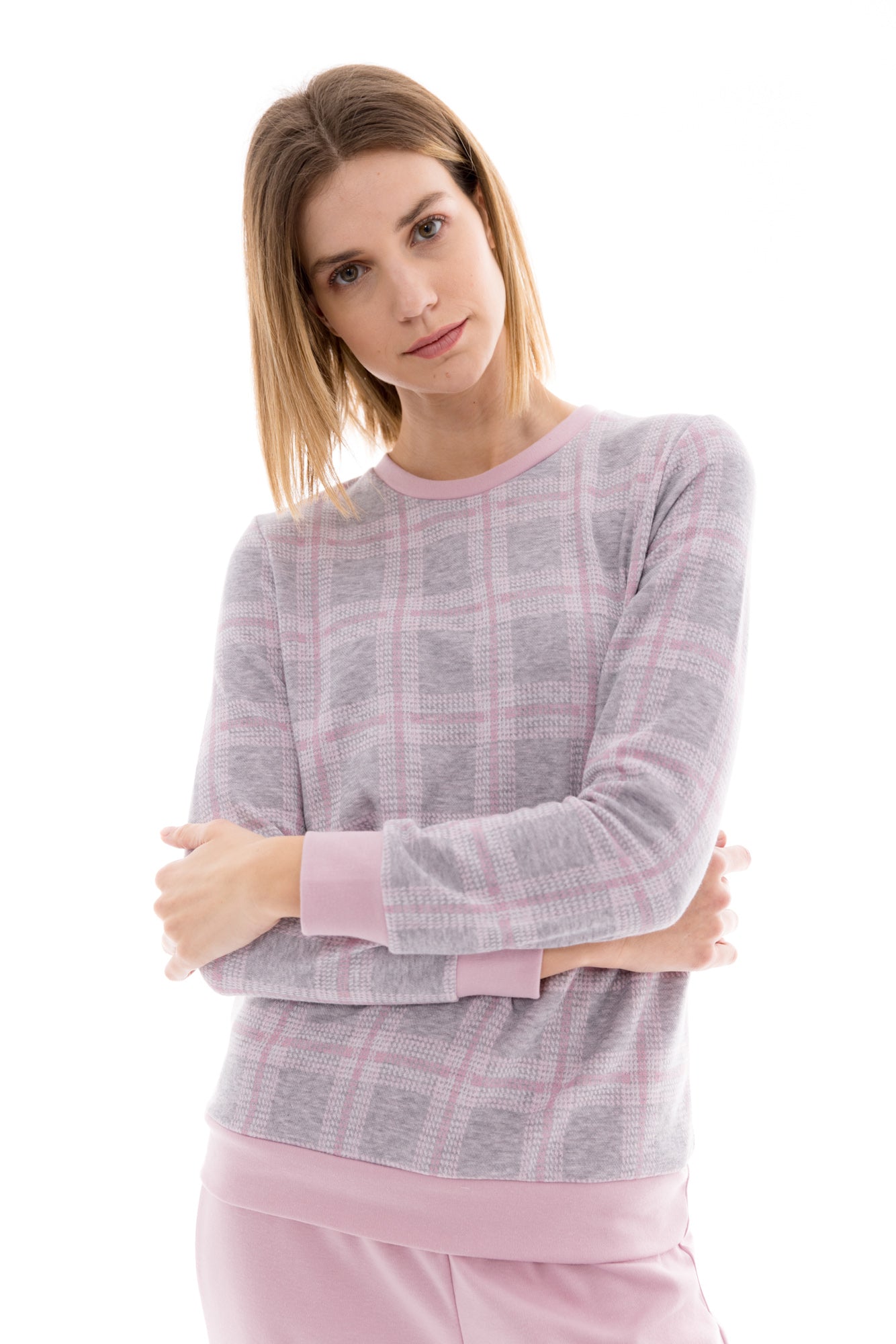 Pink Label - Pink Plaid Jacquard Pajamas