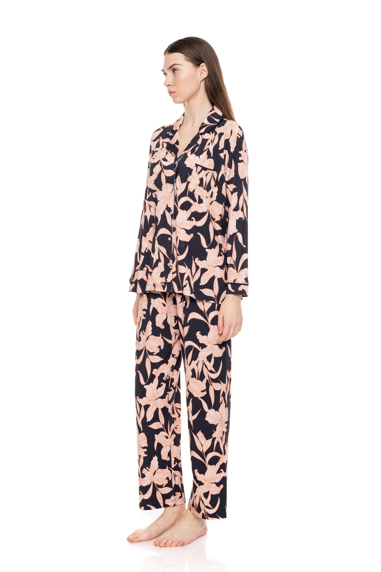 Pink Label - Button-Down Pajamas Orange Leaf