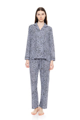 Pink Label - Grey Leopard Button-Up Pajamas