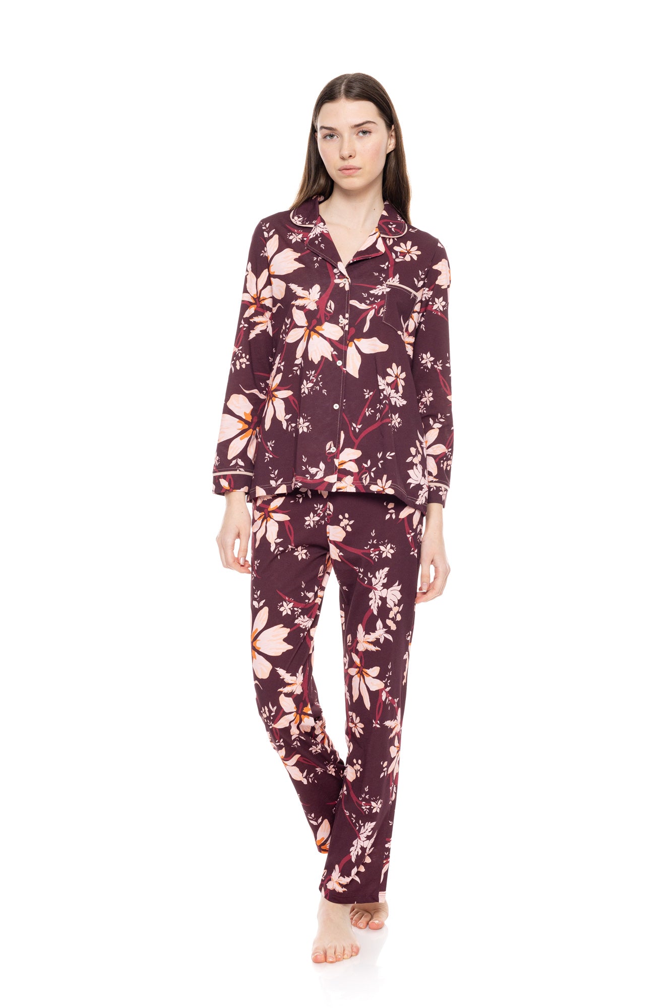 Pink Label - Buttoned Pajamas Magenta Flower