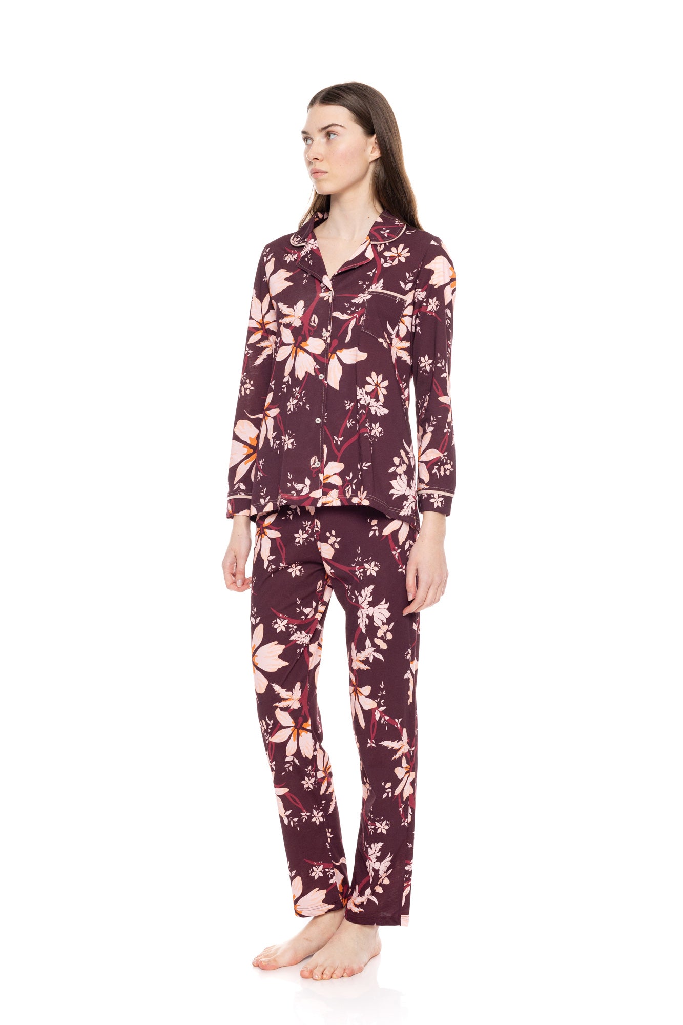 Pink Label - Buttoned Pajamas Magenta Flower