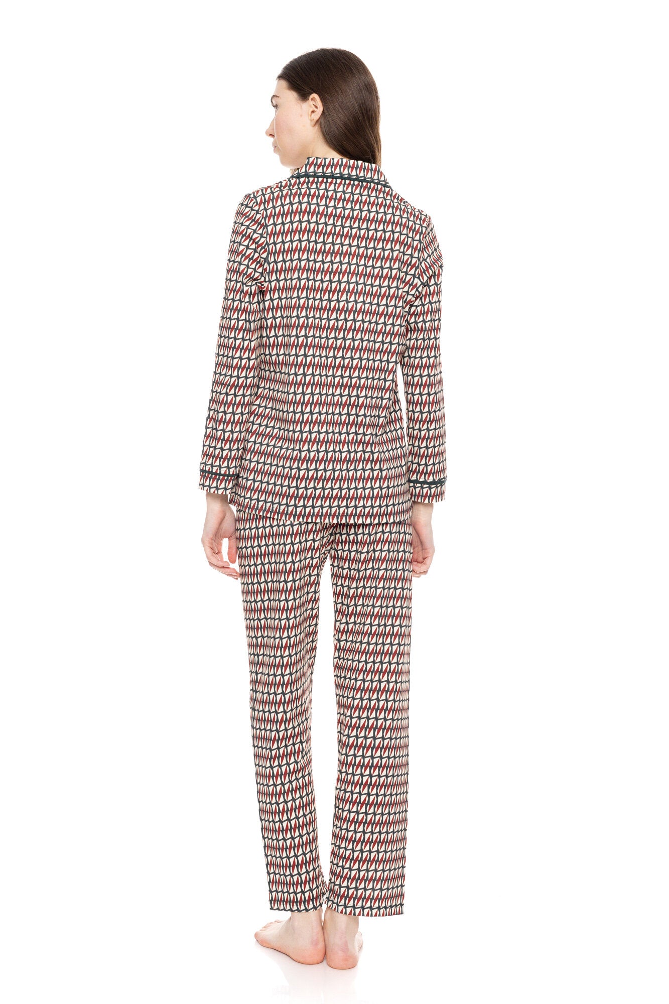 Pink Label - Buttoned Pajamas Forest Green Geo
