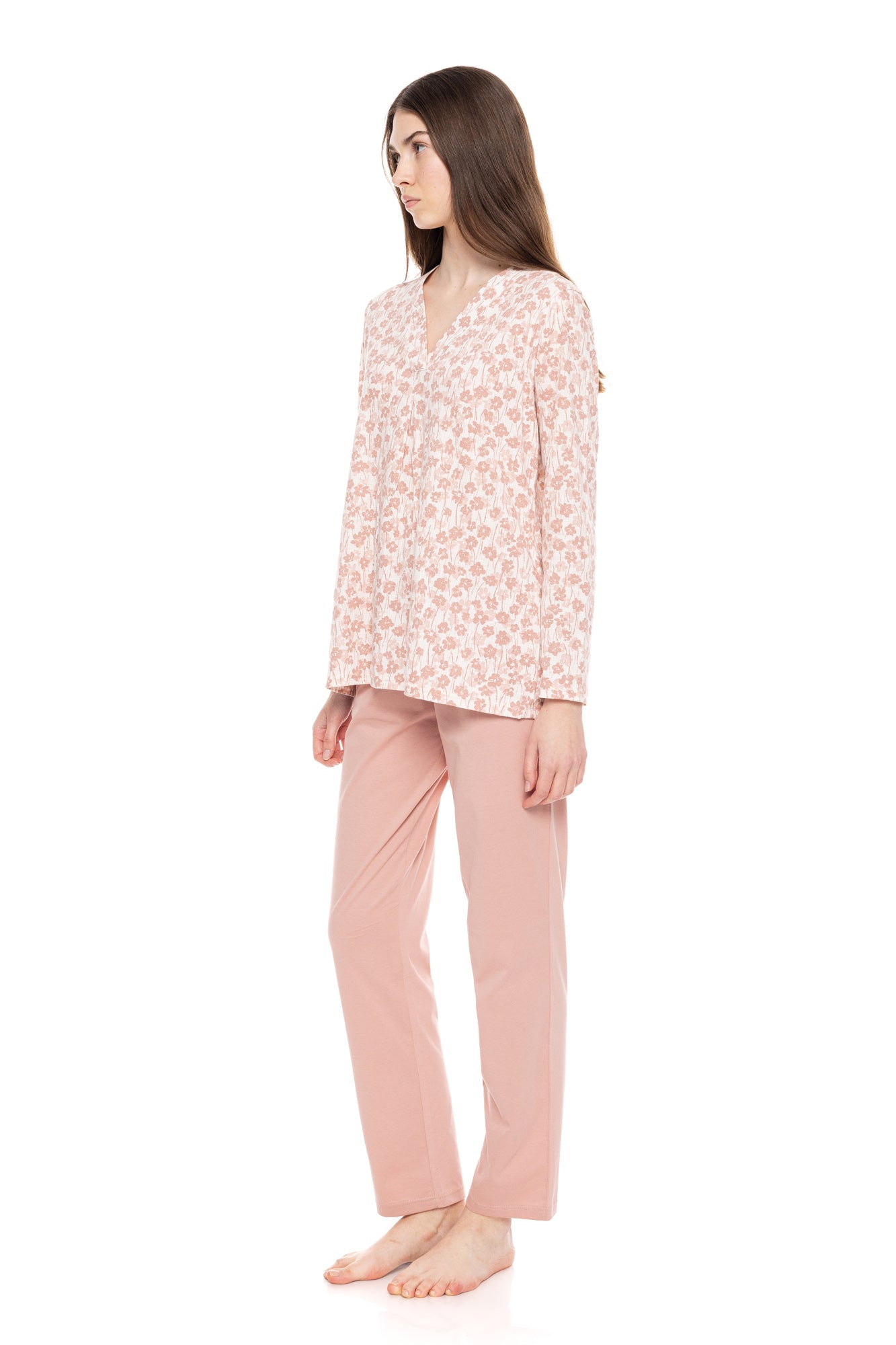 Pink Label - Pink Flower V-Neck Pajamas