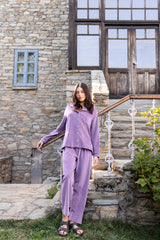 Pink Label - Soft Velvet Buttoned Pyjamas