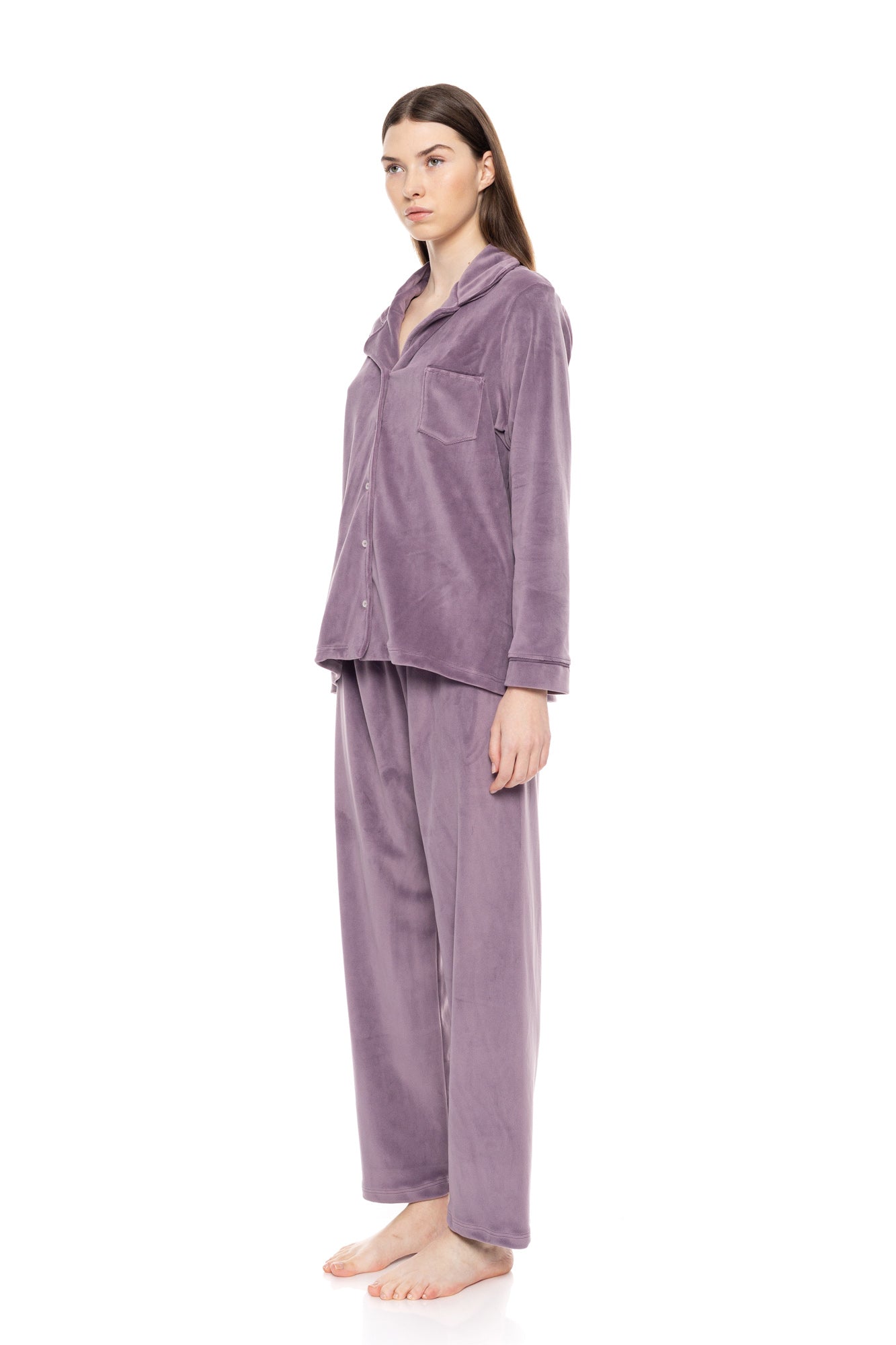 Pink Label - Soft Velvet Buttoned Pyjamas