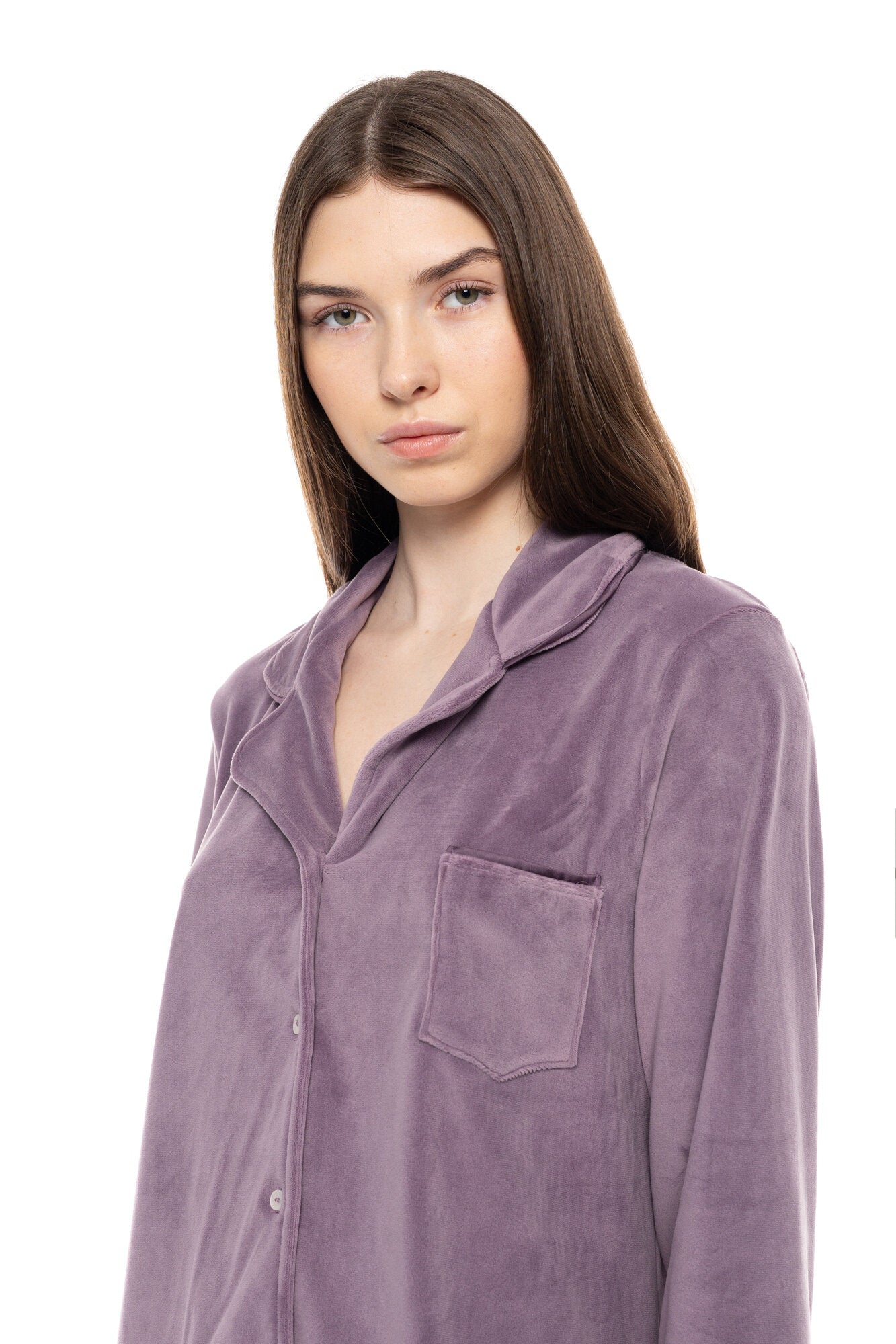 Pink Label - Soft Velvet Buttoned Pyjamas