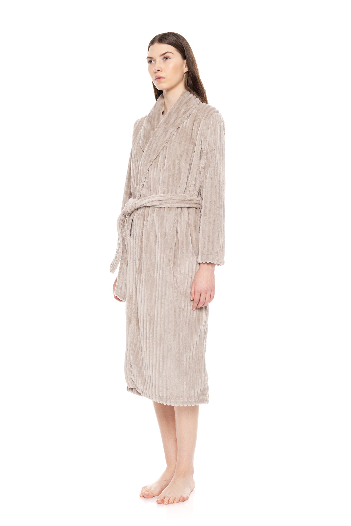 Pink Label - Long Fleece Stripe Robe