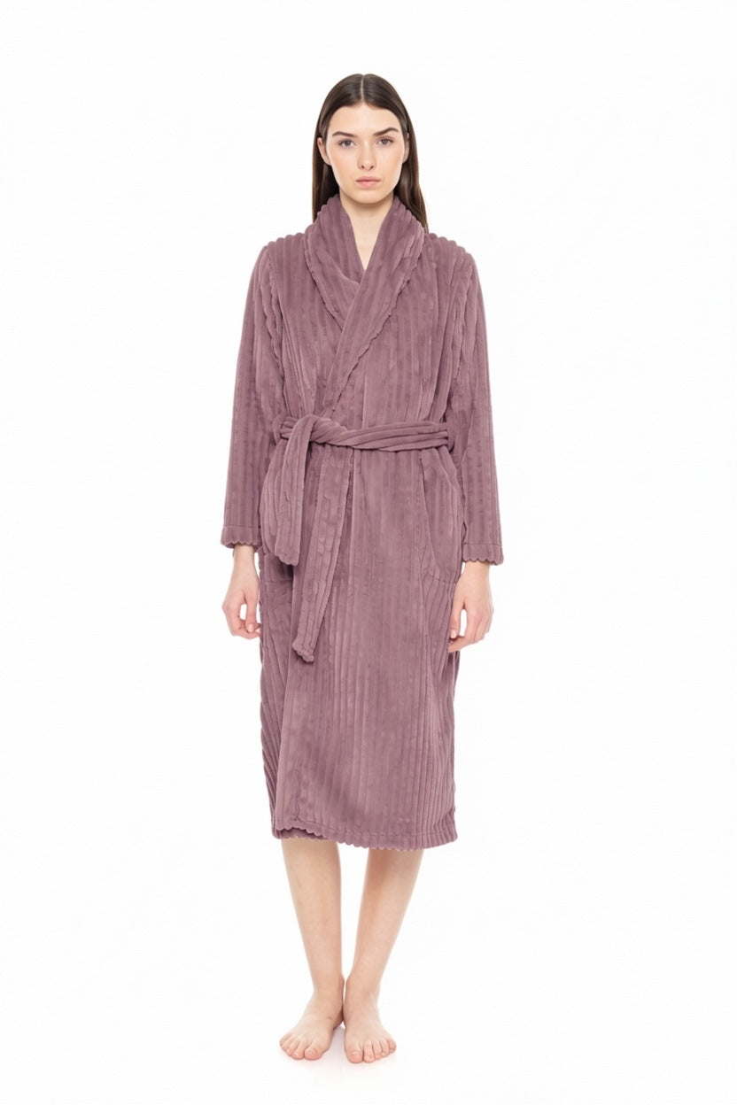 Pink Label - Long Fleece Stripe Robe