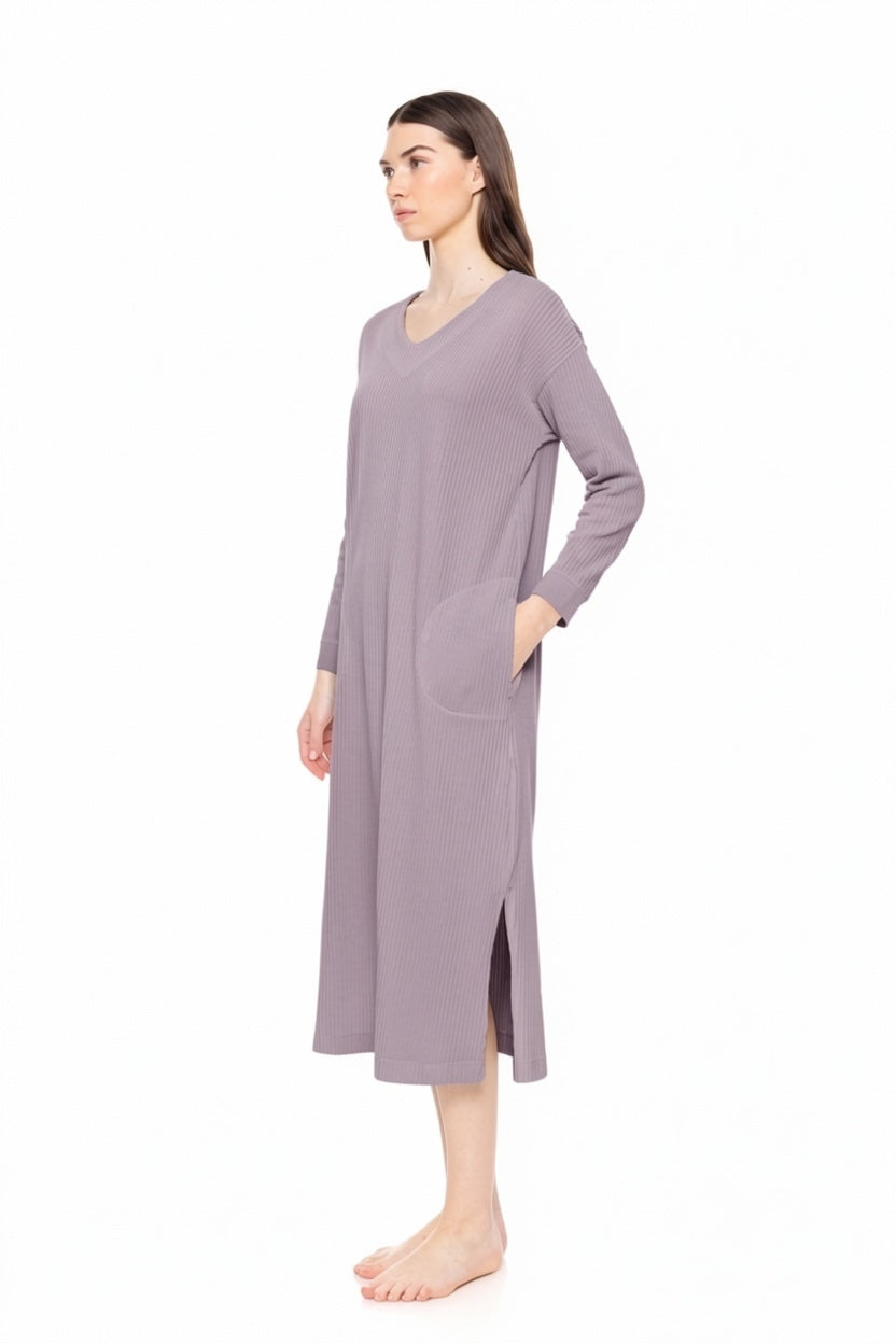 Pink Label - Long Velvet Stripe Nightgown