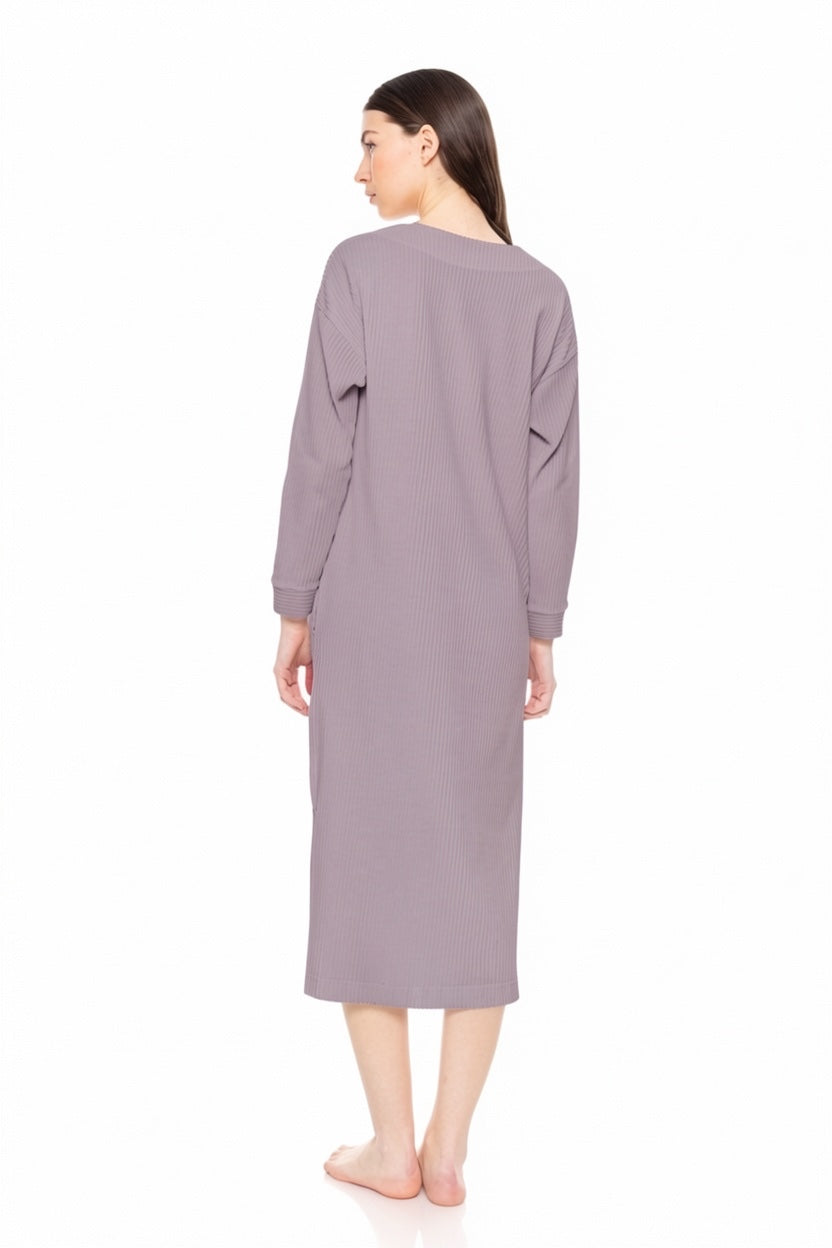 Pink Label - Long Velvet Stripe Nightgown