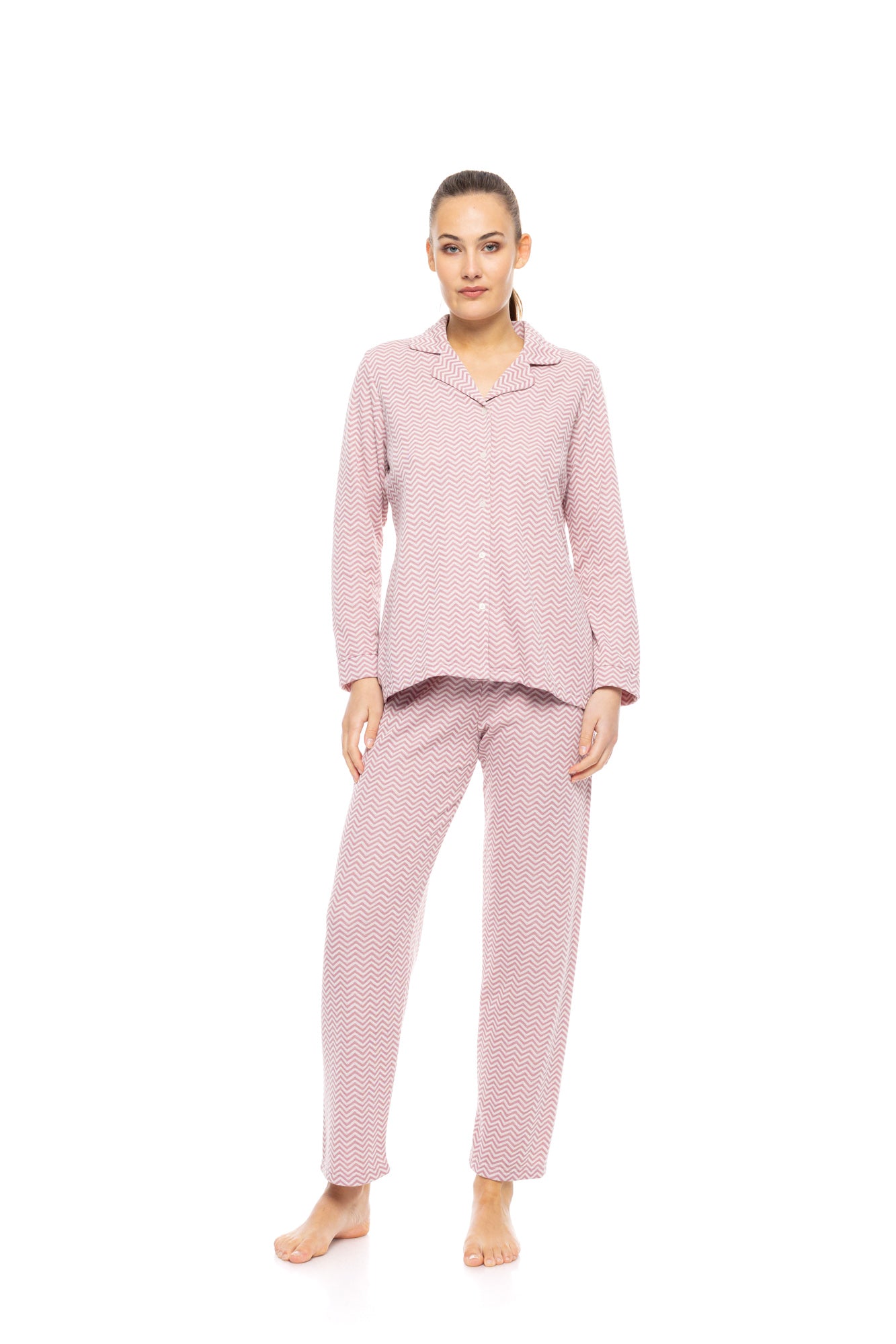 Pink Label - Pyjama Buttoned Jacquard Zic Zac