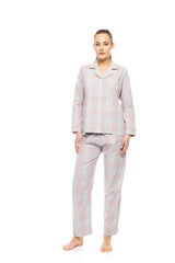 Pink Label - Soft Rose Plaid Buttoned Pyjamas