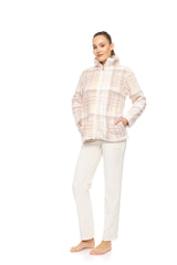 Pink Label - Soft Plaid Fleece Zipper Robe