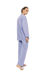 Pink Label - Buttoned Stripe Pyjamas Soft Blue/Bordeaux