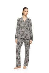 Pink Label - Button-Down Leopard Print Pajamas Ivory