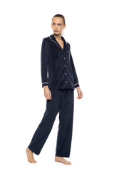 Pink Label - Button-Down Soft Velvet Pyjamas