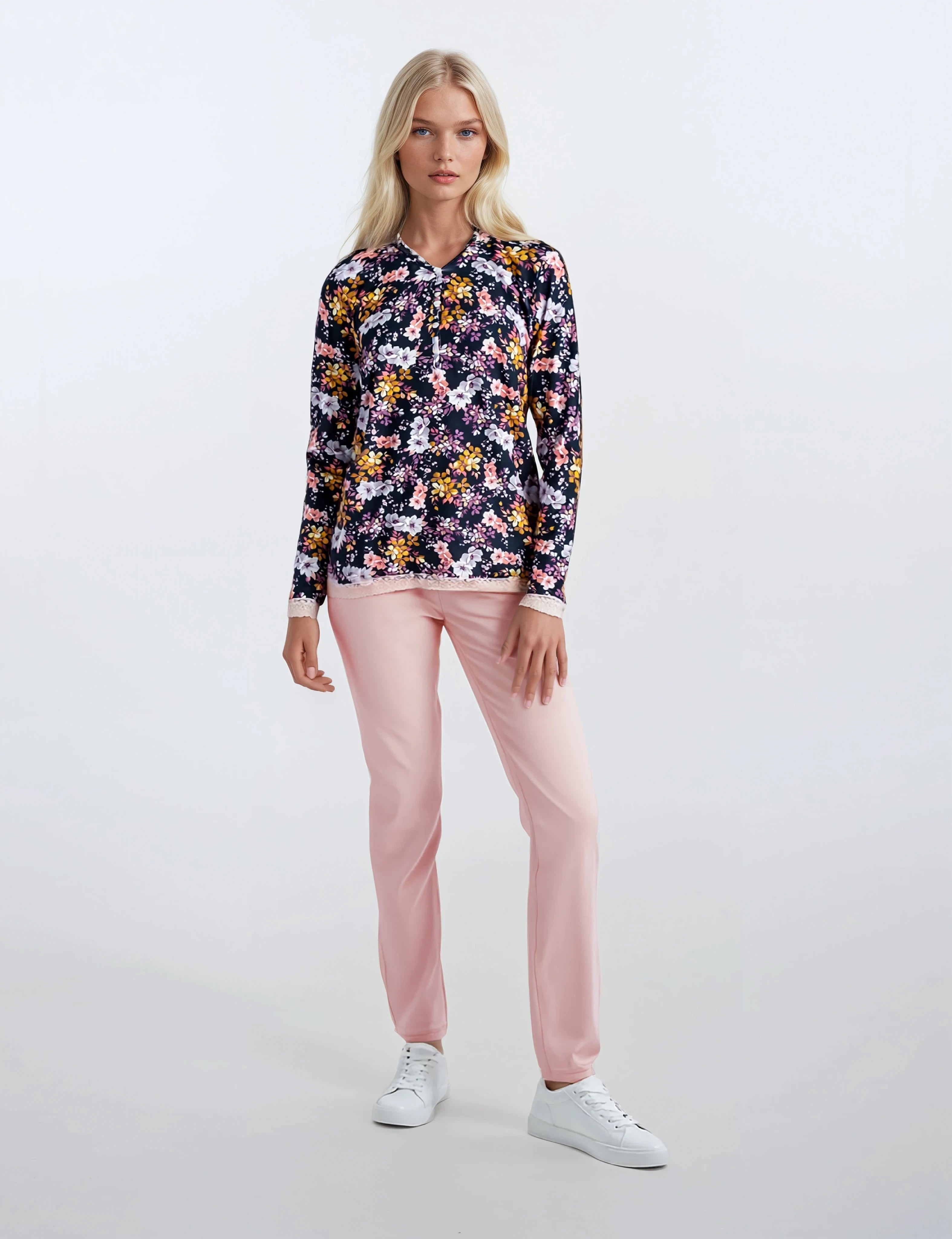 Pink Label - Black Floral Pajamas