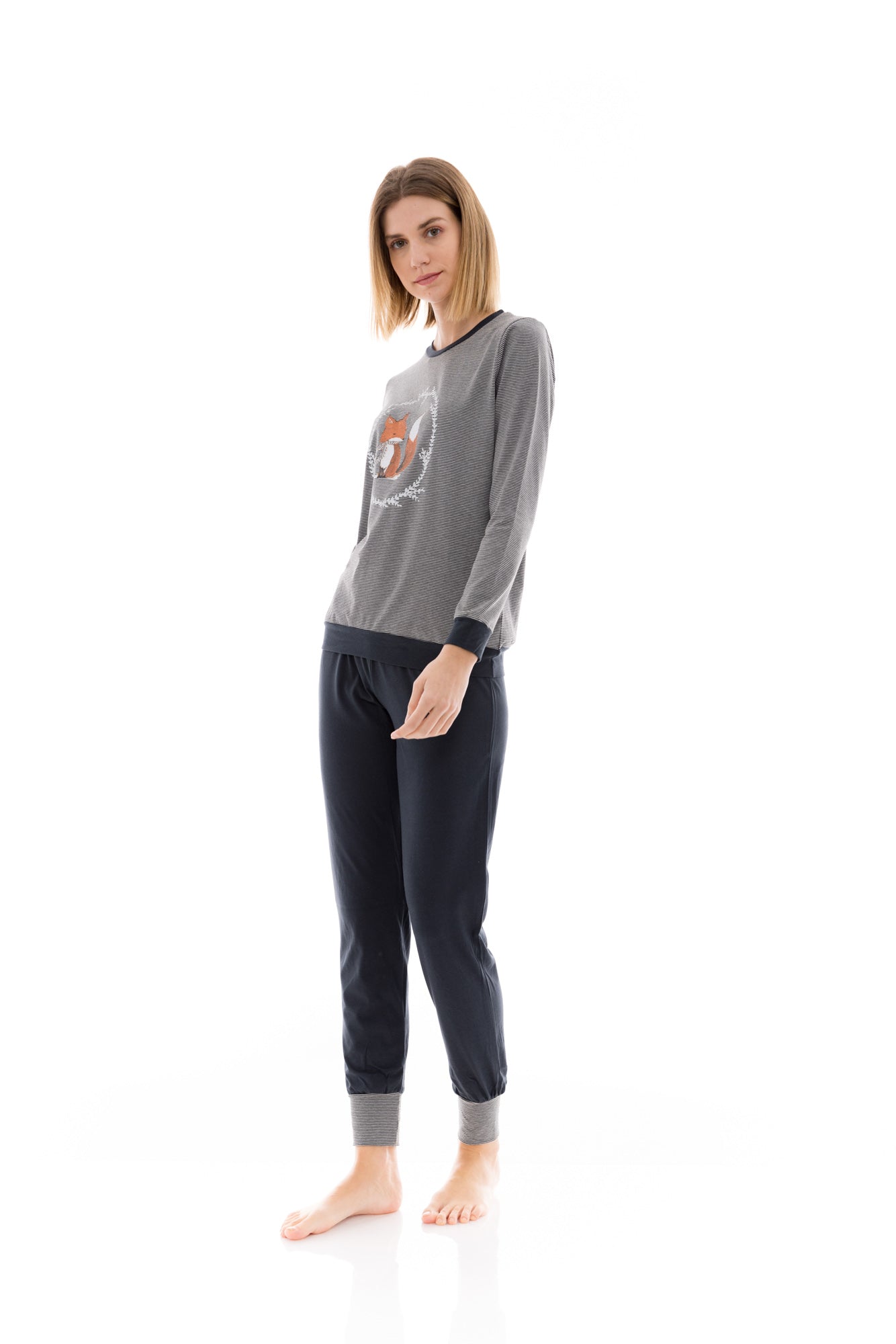 Pink Label - Pijama Grey Stripe