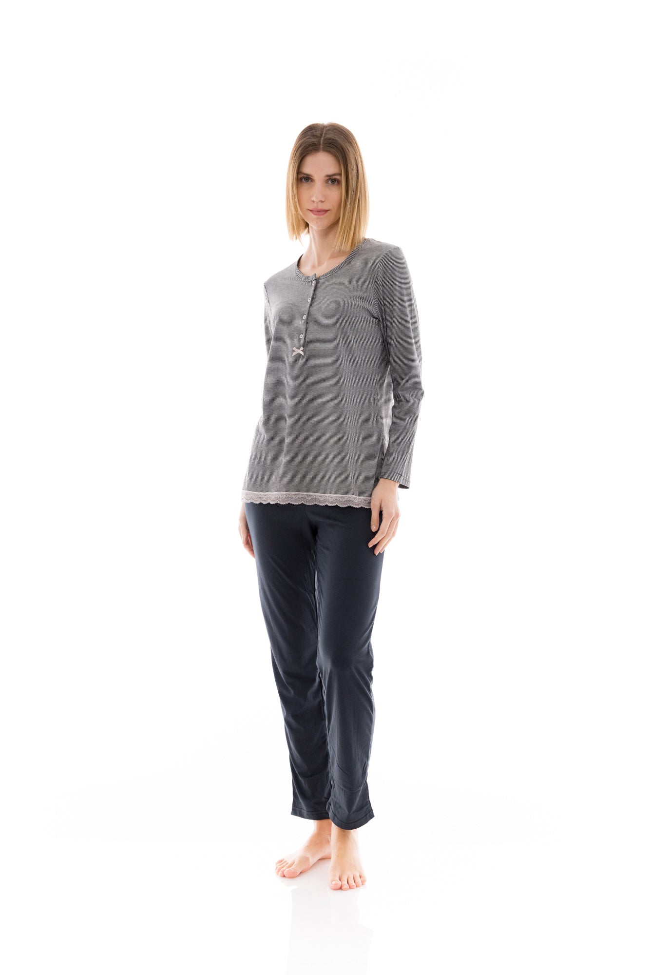 Pink Label - Grey Stripe Pajamas