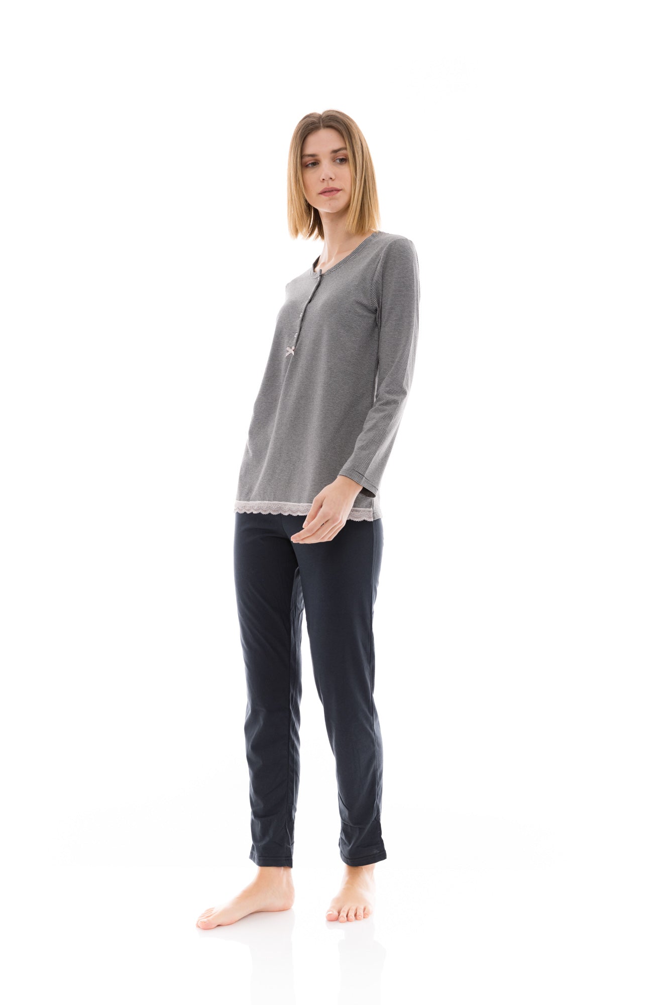 Pink Label - Grey Stripe Pajamas