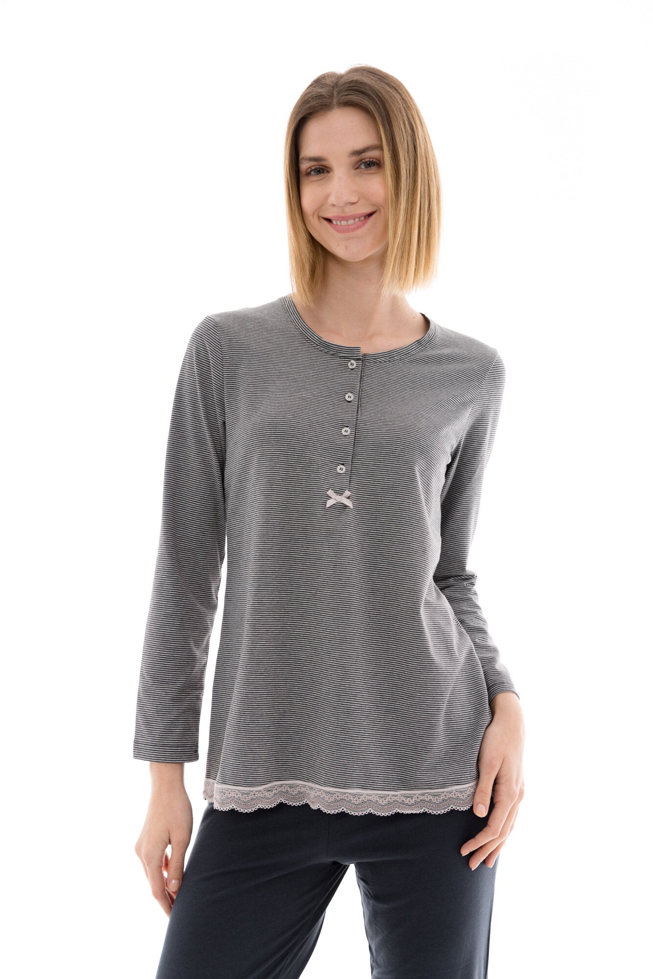 Pink Label - Grey Stripe Pajamas
