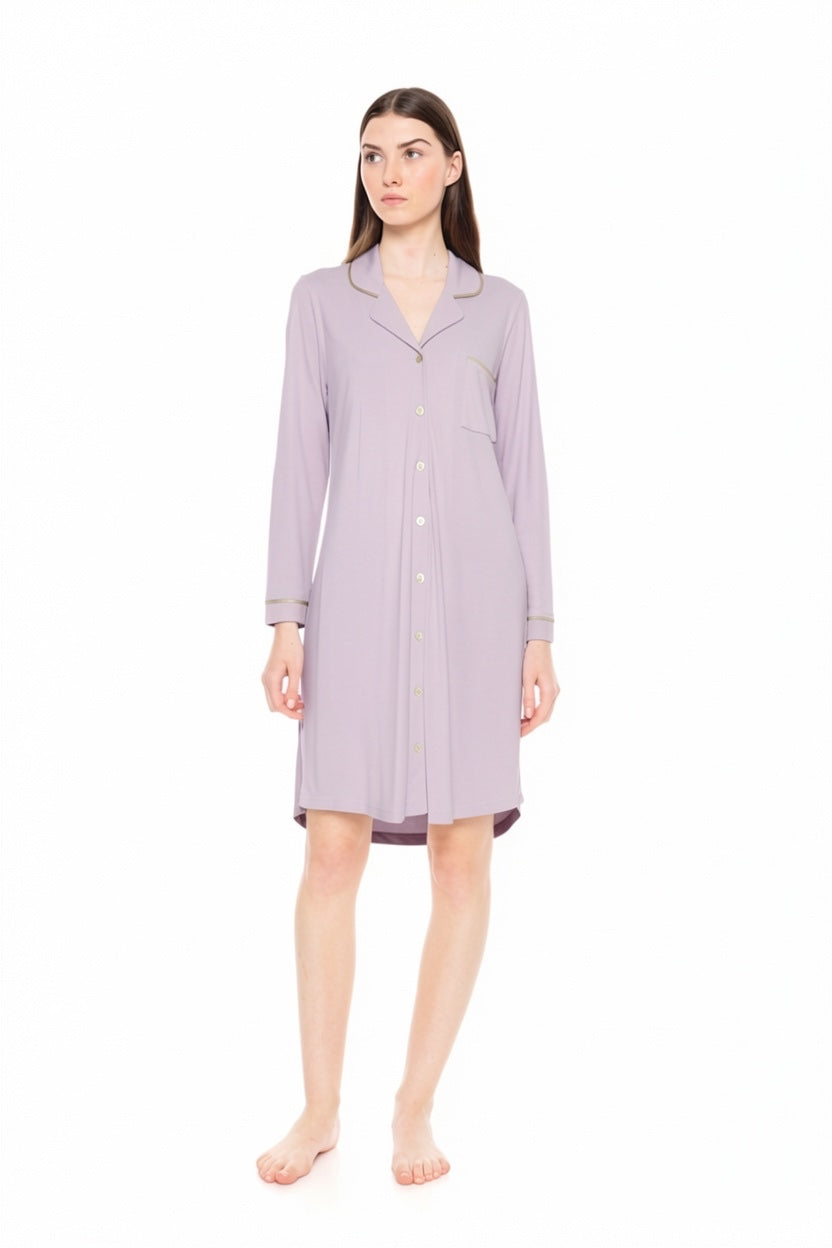 Pink Label - Solid Bamboo Buttoned Nightgown