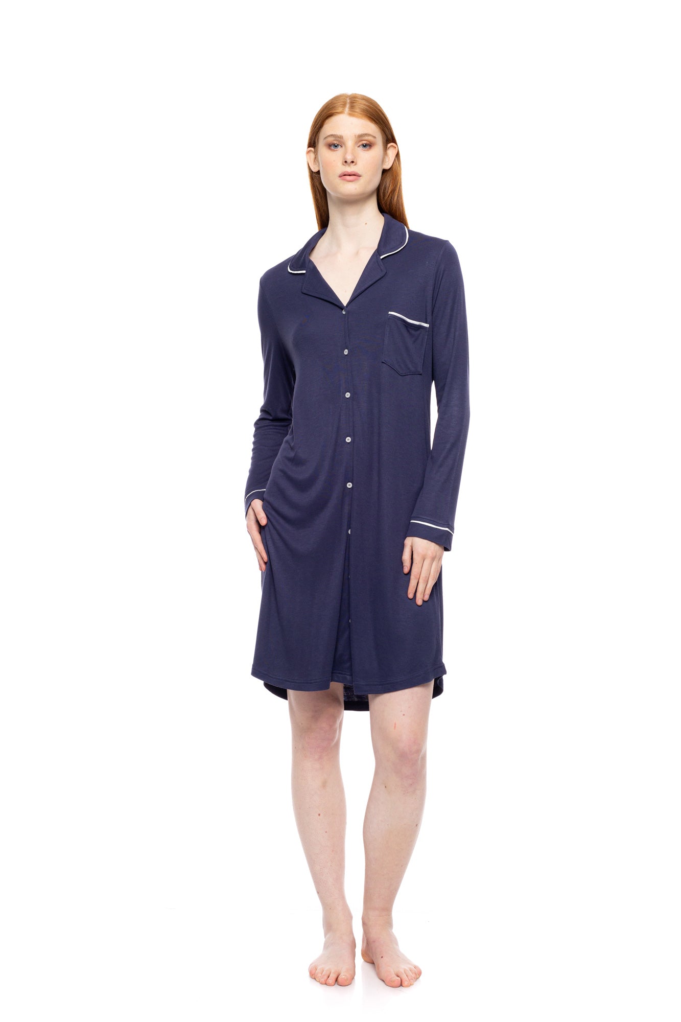 Pink Label - Solid Bamboo Buttoned Nightgown